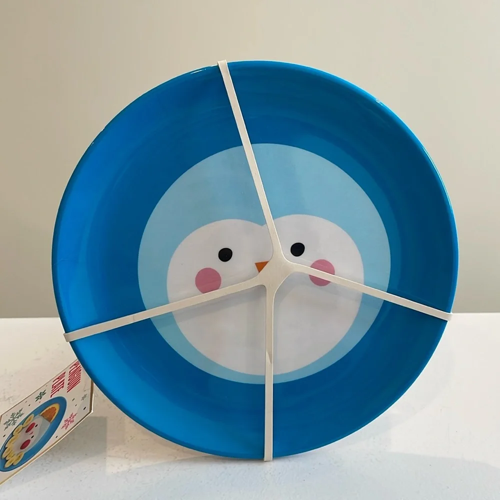 NWT Target Bullseye Playground Kids Winter Penguin Plates & Utensil Set